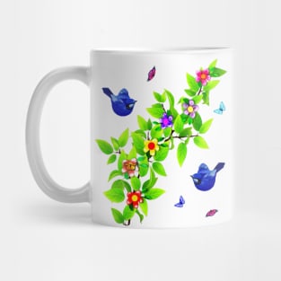 Blue Birds. Superb Blue Fairy Wrens and Butterflies Mug